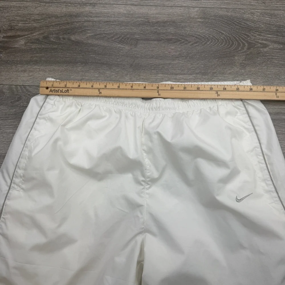Vintage Nike Track Pants Mens Large White Baggy Ankle Zip Side Swoosh 90s Y2K